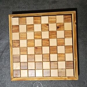 Custom-made wooden chessboard and chess pieces